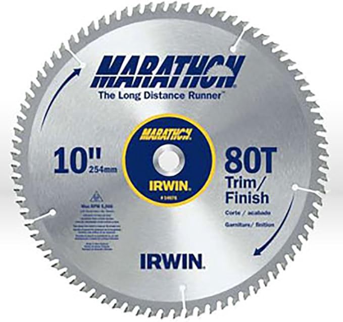 IRWIN Tools MARATHON Carbide Table / Miter Circular Blade, 10-Inch, 80T (14076)