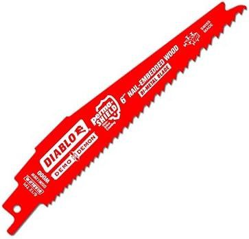 Diablo Bi - Metal Reciprocating Blades with Perma-Shield Coating for Nail-Embedded Wood - 6&quot; Length, Variable Tooth Design, 6/12 TPI, 25-Pack - DS0612BW200