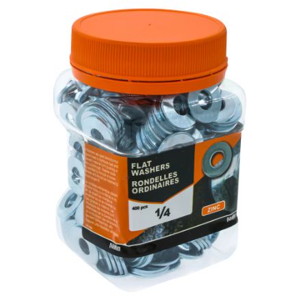 H Paulin 537-924 1/4-inch Flat Washers, Zinc-Plated, 400pcs