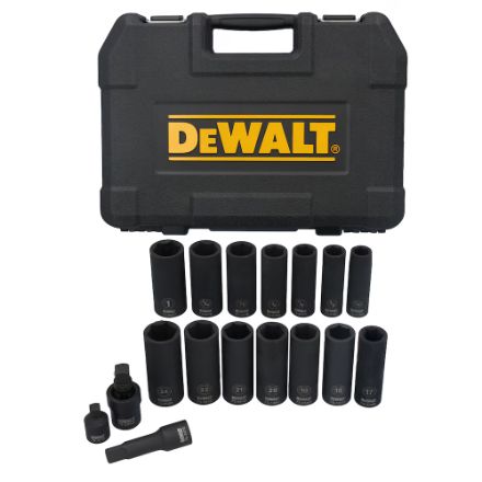DEWALT DWMT45435 17PC Mixed SAE/MM Deep Impact Socket Set