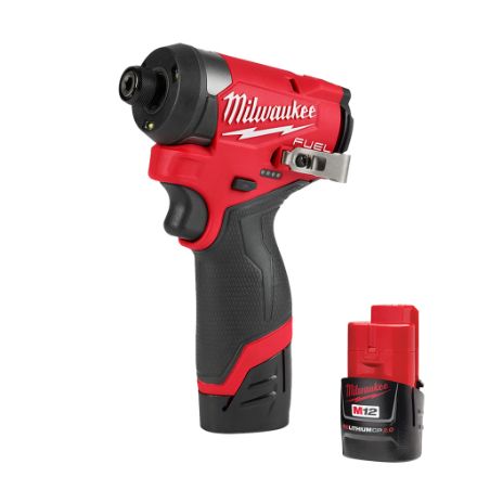 Milwaukee Tool 3453-22 M12 FUEL 12V Li-Ion Brushless Next Generation 1/4 in Hex Impact Driver Kit w/ (2) 2.0Ah Batteries