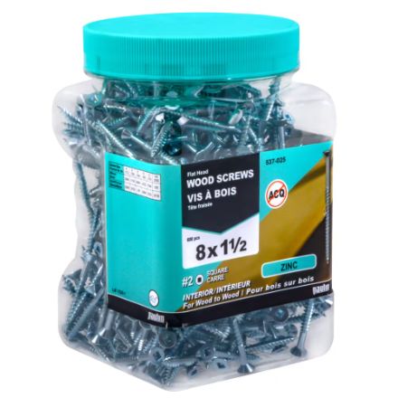 H. PAULIN 537-025 Flat Head Wood Screw Square Socket 8 1-1/2 in 600 pcs