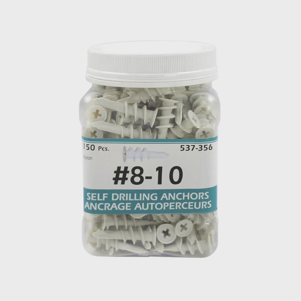 H Paulin 537-356 #8-10 Nylon Self-Drilling Drywall Anchors 150 pcs
