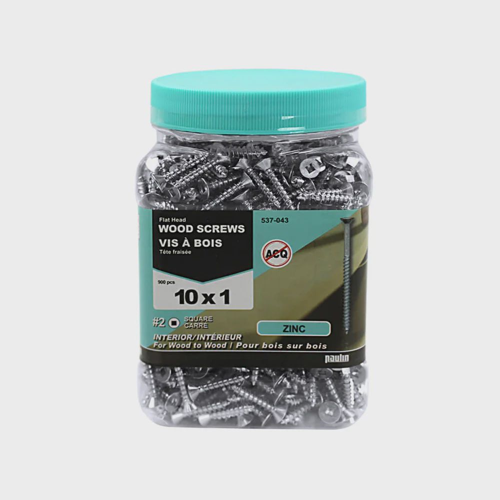 H Paulin 537-043 10 X 1 in. Zinc Coated Flat Head Square Drive Interior Wood Screws 900 pcs