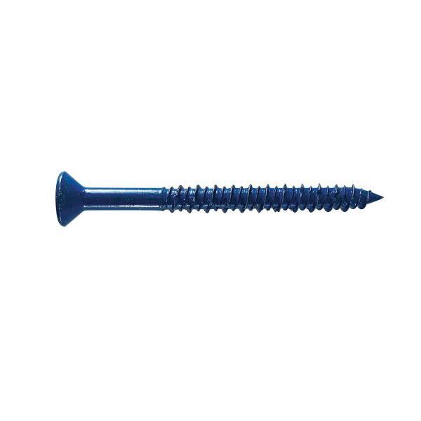 H Paulin 537-800 Concrete Screw With Blue Bit, 3/16 x 1-1/4 in , Flat Head,  100 pcs