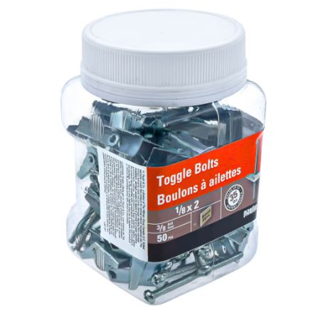 H Paulin 537-330 1/8X2 TOGGLE BOLTS-ZINC PLATED 50 pcs