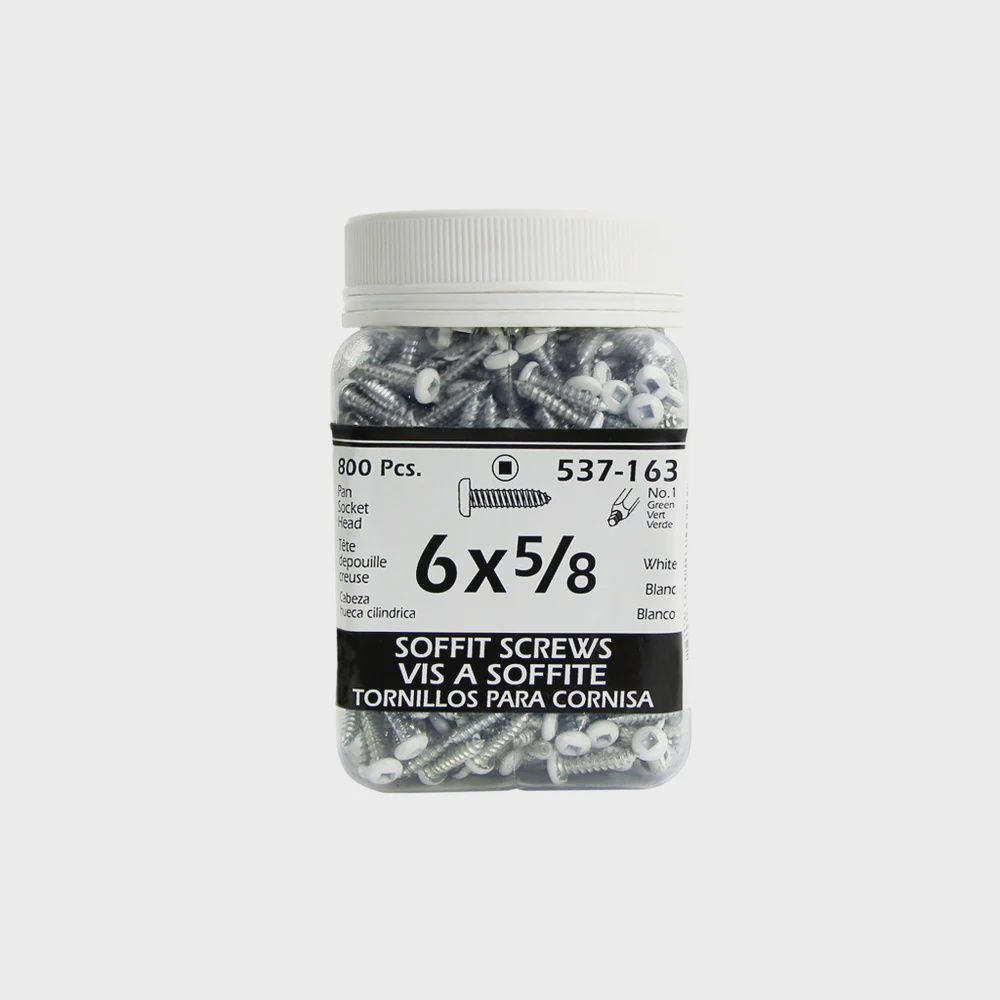 H Paulin 537-163 6 x 5/8 in. White Painted Pan Head Square Drive Soffit Screws 800 pcs