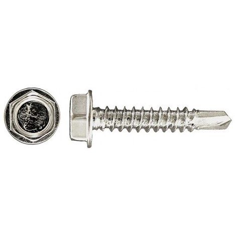 H Paulin 232-087 12 X 1&quot; DRILL-X Hex Washer Head Self-Drilling Tapping Screw | 100 Pack