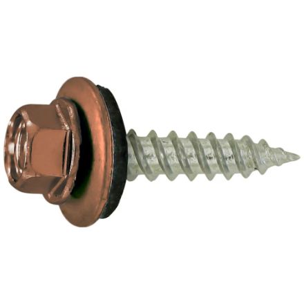H Paulin 537-606 10 x 1-1/2 -inch Hex Head Self-Sealing Roofing / Siding Screws Brown/Burn 100pcs