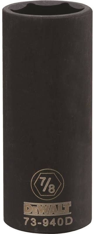 DEWALT DWMT73940OSP Impact Socket, 7/8 in Socket, 1/2 in Drive, 6-Point, CR-440 Steel, Black Oxide