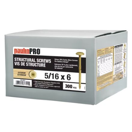 H PaulinPRO 5/16x6-inch Truss Head Star Drive Structural Screws-300pc 621501