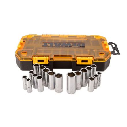 DEWALT 3/8-inch Drive Deep Combination Socket Set with Case (20-Piece)