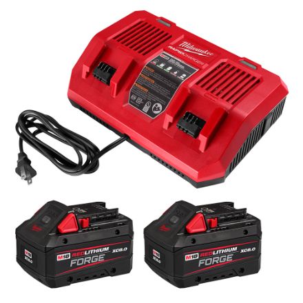 Milwaukee Tool M18 18V Li-Ion 8.0 Ah REDLITHIUM FORGE Starter Kit w/ Dual Bay Rapid Charger (2-Pack) 48-59-1888