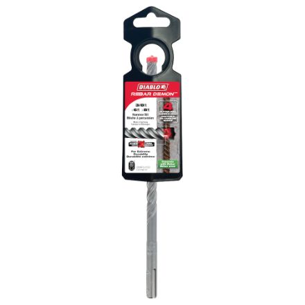 Diablo Rebar Demon 3/8 in. x 6 in. x 8 in. SDS-Plus 4-Cutter Full Carbide Head Hammer Drill Bit for Concrete/Rebar Drilling