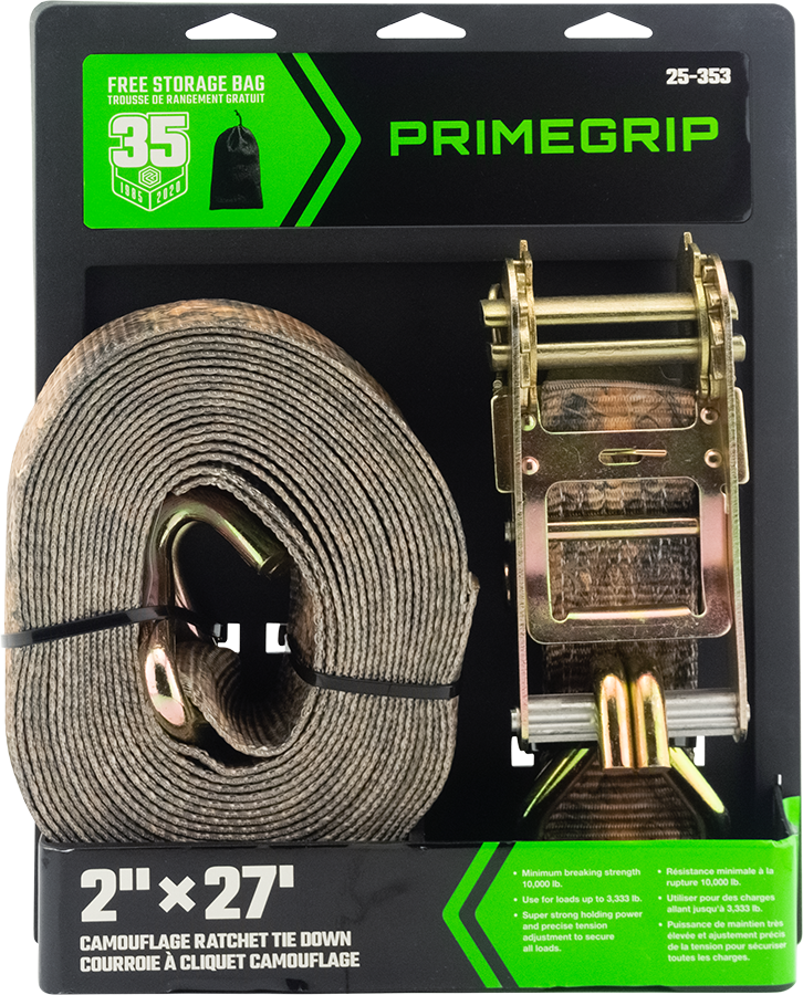 Primegrip 2&quot; x 27&#39; Camouflage Ratchet Tie Down 25-353