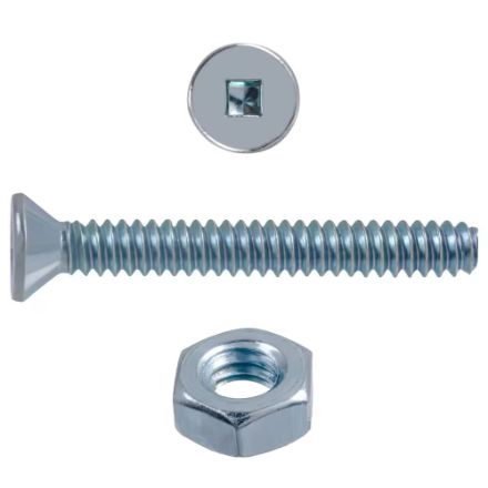 H Paulin 1/4-20 x 2-inch Flat Head Square Drive Stove Bolt with Nut - Zinc Plated- 7 pcs