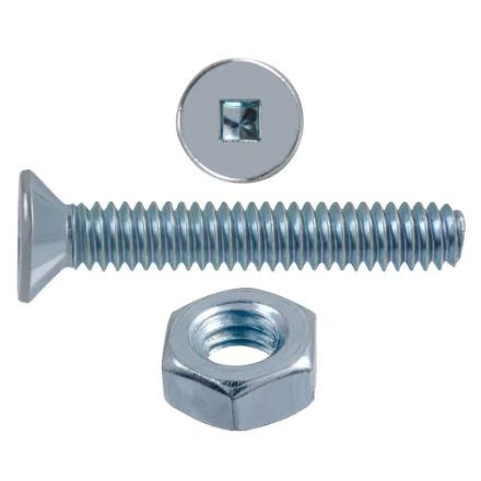 H Paulin 1/4-20 x 1-1/2-inch Flat Head Square Drive Stove Bolts With Nuts, Plated Steel - 9 pcs.