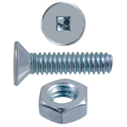 H Paulin 1/4-20 x 1-inch Flat Head Square Drive Stove Bolt with Nut - Zinc Plated- 10 pcs