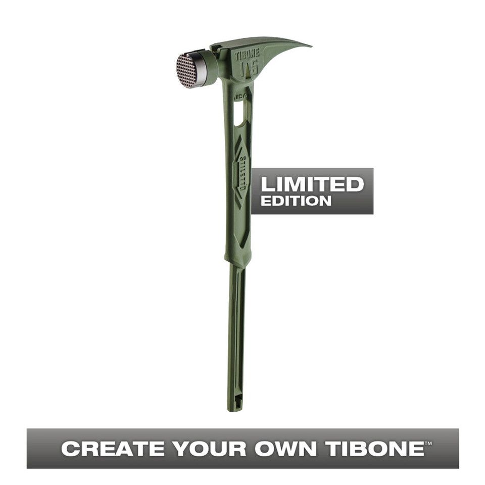 Stiletto TIB15MC-CGR TIBONE 15oz Milled/Curved Titanium Hammer- Limited Edition Green