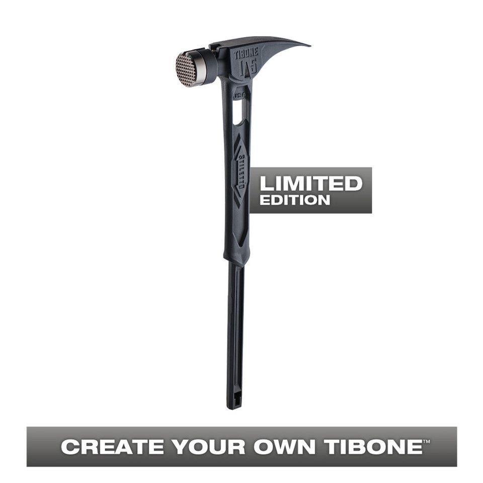 Stiletto TIB15MC-CBL TIBONE 15oz Milled/Curved Titanium Hammer- Limited Edition Black