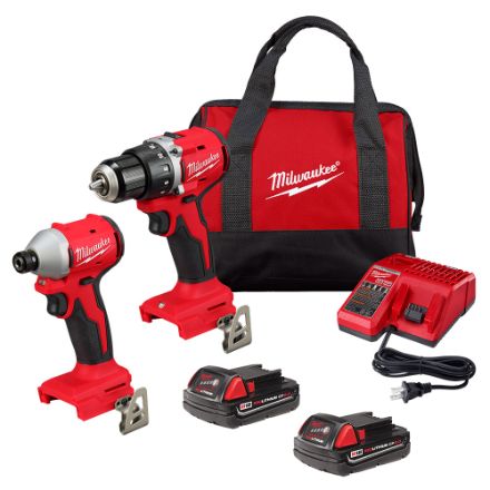 Milwaukee Tool M18 18V Li-Ion Brushless Cordless Compact Drill/Impact Combo Kit (2-Tool) w/ (2) 2.0 Ah Batteries