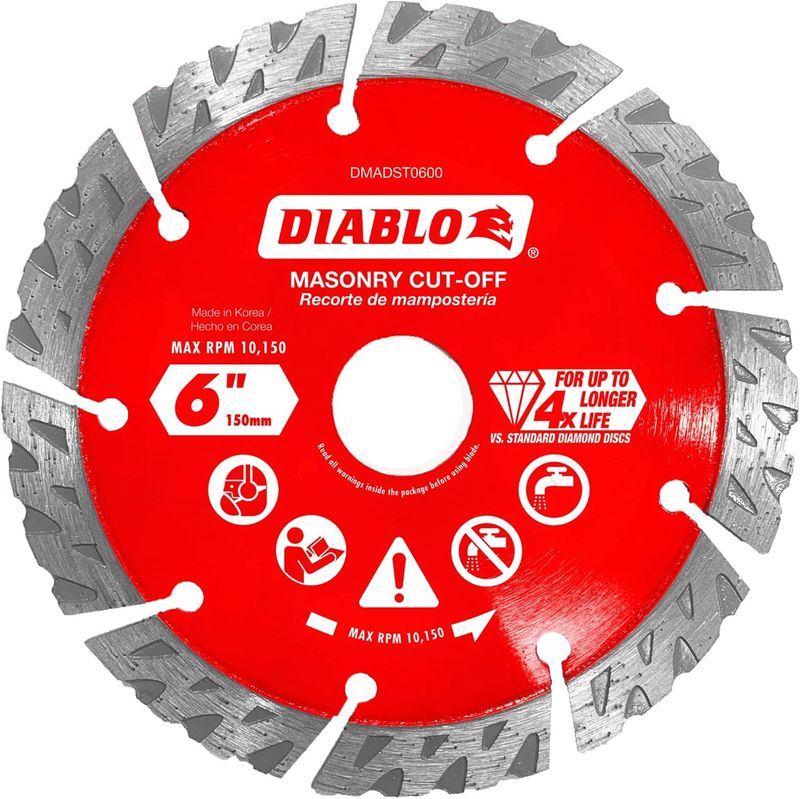 DMADST0600 6 in. Diamond Segmented Turbo Cut-Off Discs for Masonry