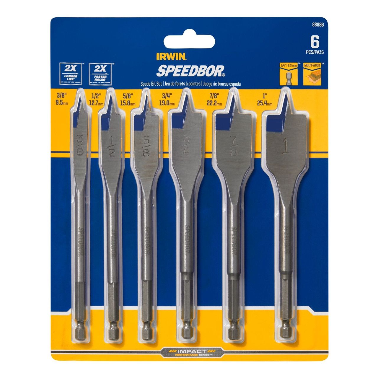 88886 FLAT BIT 6PC SM SET CLAMSHEL