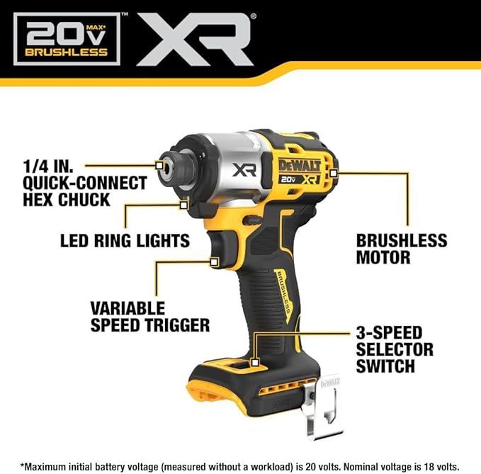 DCF845B 20V MAX XR IMPACT DRIVER BARE