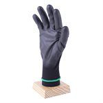 105553 1dz. Knitted Polyester Gloves Black With PU Palm (L)