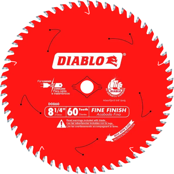 D0860X Diablo 8-1/4" 60T Fine Finish Blade