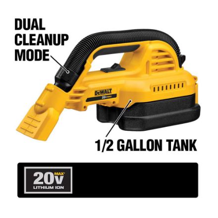 DEW-DCV517B DeWalt 20V MAX 1/2 Gallon Wet/Dry Portable Vacuum