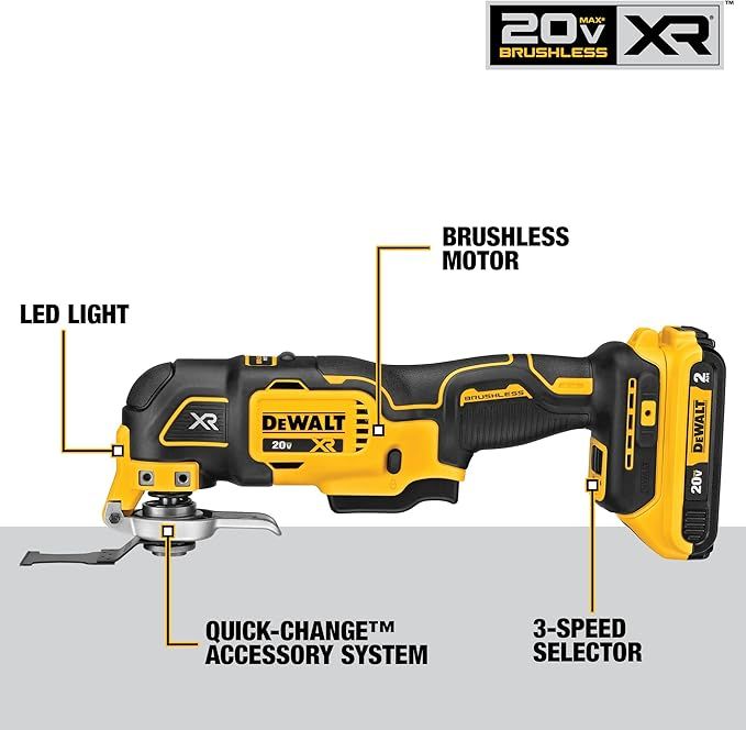 DCS356D1 20V MAX* XRÃ‚Â® Brushless Cordless 3-Speed Oscillating Multi-Tool Kit (2.0 Ah Battery