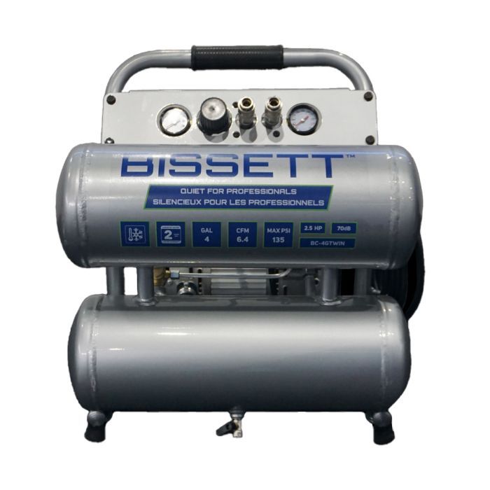 BISSETT Twinstack Special Edition Compressor  2.5HP, 4.5CFM, 4 POLE MOTOR OIL FREE COMPRESSOR BLACK