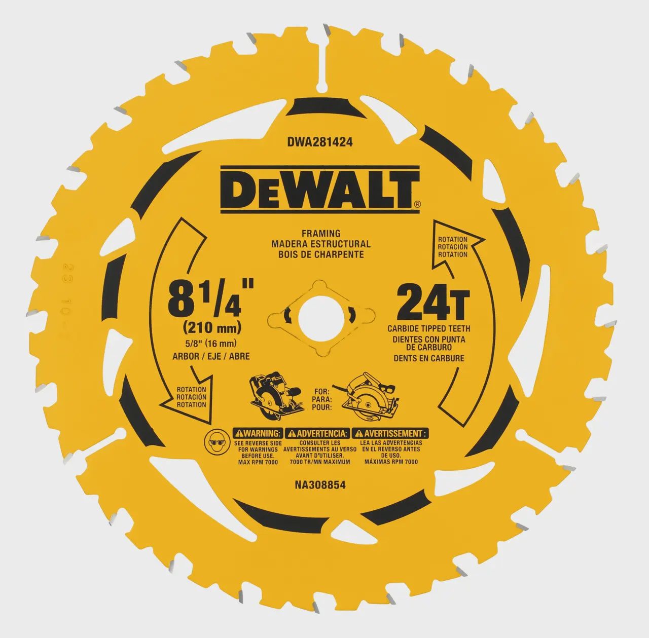DEWALT 8-1/4 in. 24T Circular Saw Blade DWA281424