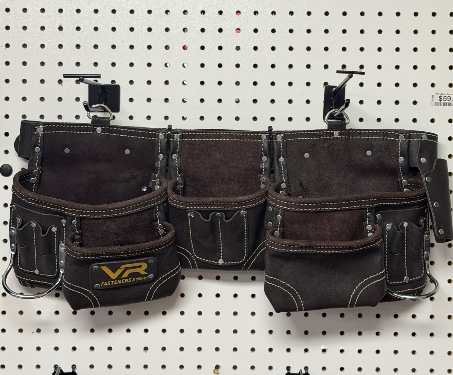 LA003BR-VR Leather Framing Pouch Brown with Nail Puller