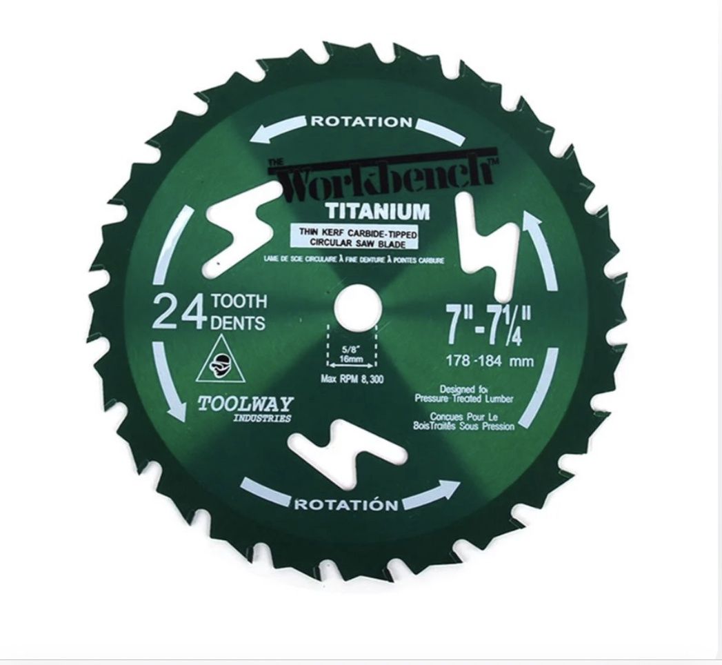Toolsway- Saw Blade Silicon Coated Titanium 7 1/4in 24T