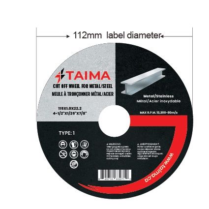 TAIMA® 4-1/2" High-Performance Cut-Off Wheel – Metal &amp; Stainless Steel