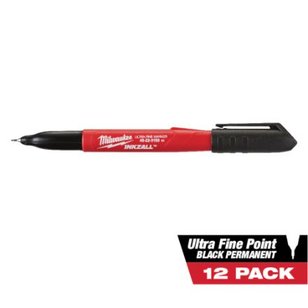 Milwaukee INKZALL Fine Point Marker - Black - 12 Pack