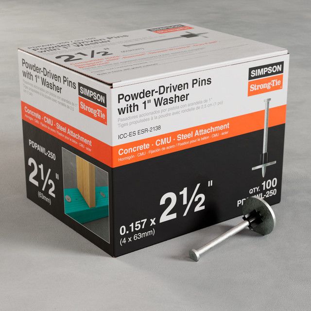 Simpson PDPAWL-250 Powder-Driven Pin with 1in Washer(100 pcs)