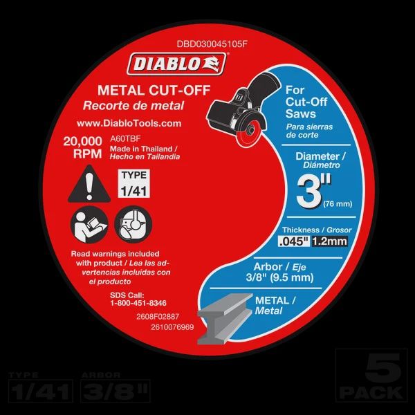 3" Metal Cut-Off Discs (5-pk)