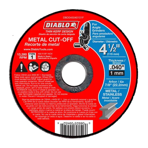 4-1/2" Thin Kerf Metal Cut-Off Discs