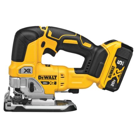 DEWALT 20V MAX XR Lithium-Ion Cordless Brushless Jigsaw Kit with 5.0 AH Battery, Charger and Case