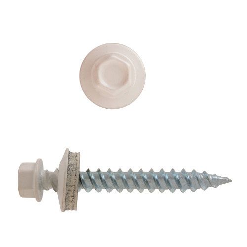 10 x 2" Hex Washer Head Self-Sealing Roofing Screws White 100 Pcs