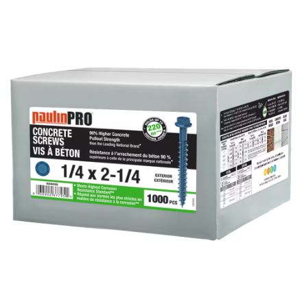 1/4" x 2-1/4" PaulinPRO Hex Hd Hex DR Concrete Scr STL Blue Epoxy 1000 Pcs