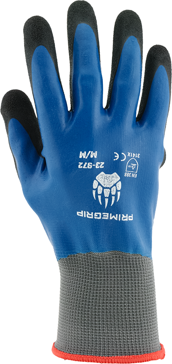 23-972L Cheetah Polyester Double-Dipped Sandy Latex Gloves Large