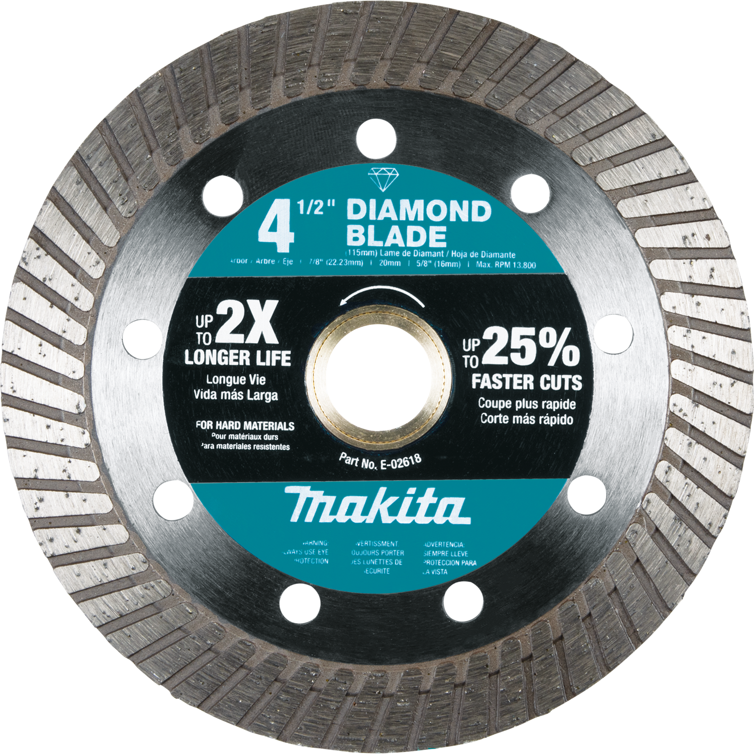 4‑1/2" Diamond Blade, Turbo, Hard Material
