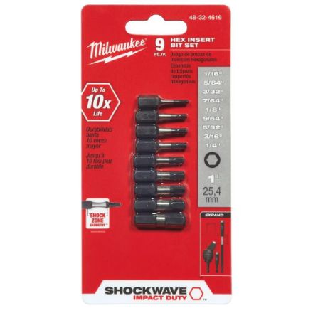 Milwaukee Tool SHOCKWAVE Impact Duty Alloy Steel Hex Screw Driver Bit Set (9-Piece)