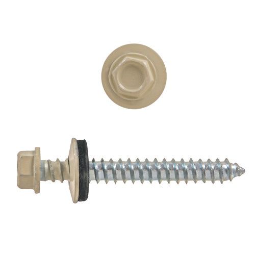 10 x 1-1/2" Hex Washer Head Self-Sealing Roofing Screws Bone 2000 Pcs