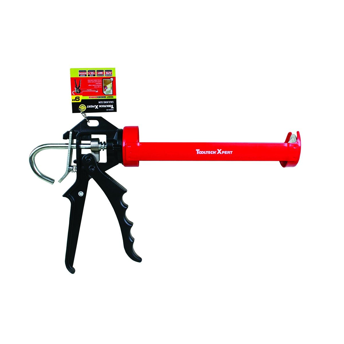 Pro Rotating Cradle-Style Comfort Grip Caulking Gun with Auto Flow Stop 9in Red