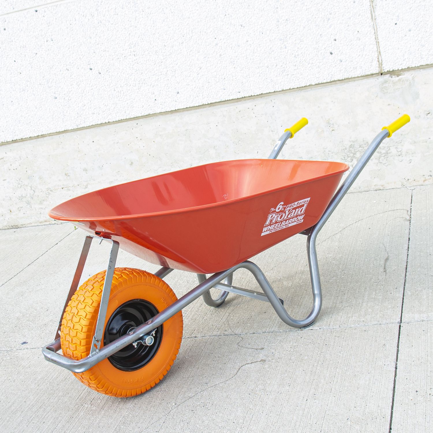 Pro-Series Wheelbarrow 6 cu.ft Steel Tray Flat Free Wide Track Tire